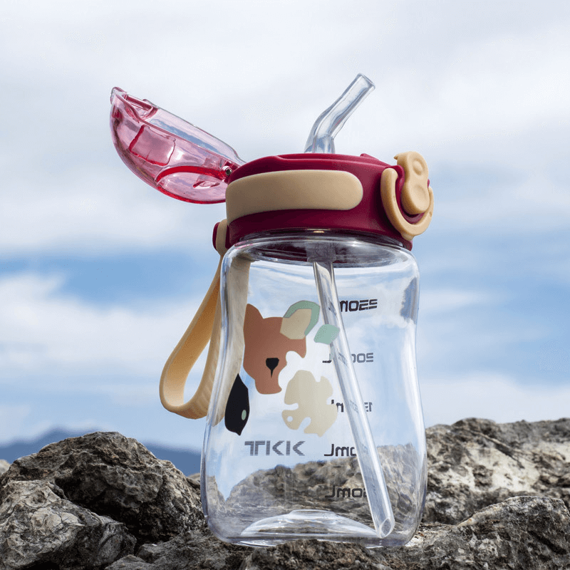 Kids' Water Tritan Bottle with Straw Portable Anti-Fall Leak-Proof 2 Capacity Option - unisolee