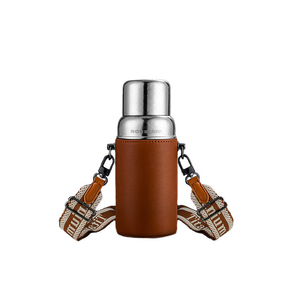 450ml Double-Walled Titanium Water Bottle Vacuum Insulated Filter Portable leather cup sleeve Leak-Proof Travel Outdoor